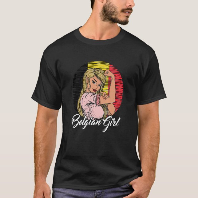 Belgian Flag Belgium Belgian Girl T-Shirt (Front)