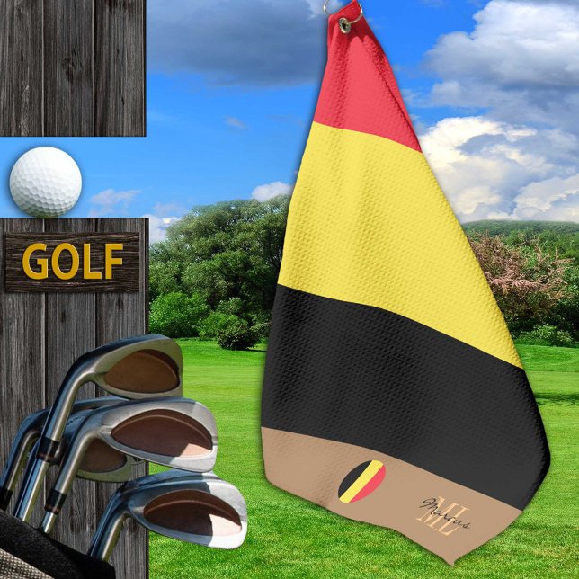 Belgian flag & Belgium monogrammed Golf Towel (Creator Uploaded)