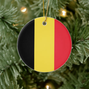 Belgian Flag Ceramic Tree Decoration
