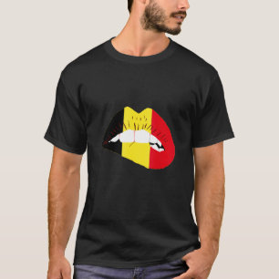 Belgian Flag Lips Belgian Pride Belgie Belgian Roo T-Shirt