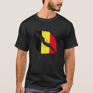 Belgian Flag Lips Belgie Belgian Pride Belgian Roo T-Shirt