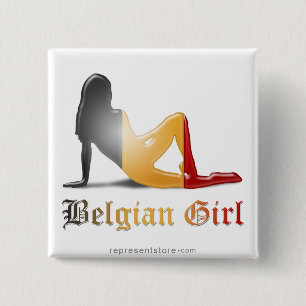 Belgian Girl Silhouette Flag 15 Cm Square Badge