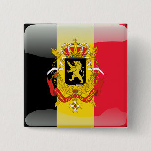 Belgian glossy flag 15 cm square badge
