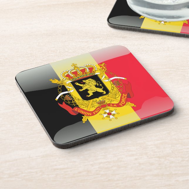 Belgian glossy flag coaster (Left Side)