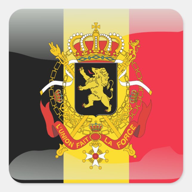 Belgian glossy flag square sticker (Front)