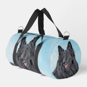 Belgian Groenendael Sheepdog Black Painting Dog Ar Duffle Bag