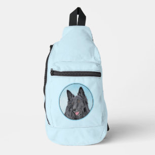 Belgian Groenendael Sheepdog Black Painting Dog Ar Sling Bag