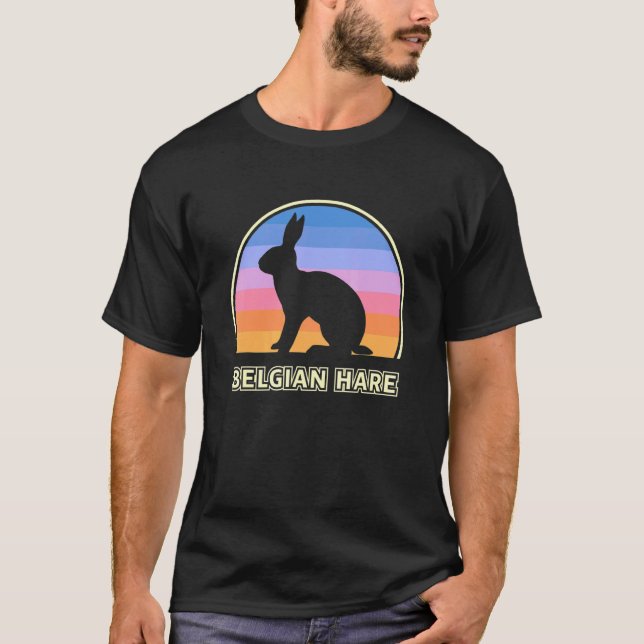 Belgian Hare Vintage Sunset Rabbit T-Shirt (Front)