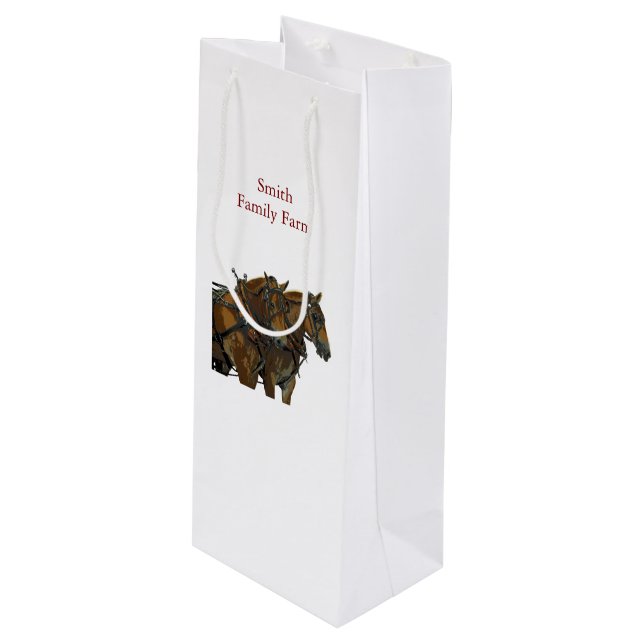 Belgian Horse Draught Team Wine Gift Bag (Front Angled)