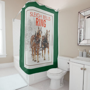 Belgian Horse Team Sleigh Bells Ring Shower Curtain