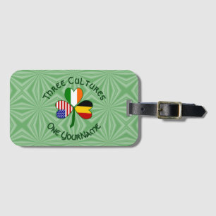 Belgian Irish American Flags Shamrock Your Name Luggage Tag