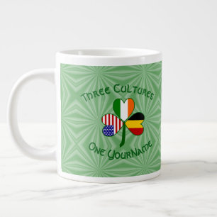 Belgian Irish American Shamrock Flag Personalised Large Coffee Mug
