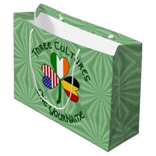 Belgian Irish American Shamrock Flag Personalised  Large Gift Bag
