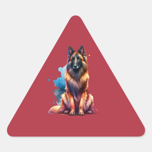 Belgian Laekenois Dog  Triangle Sticker (Front)