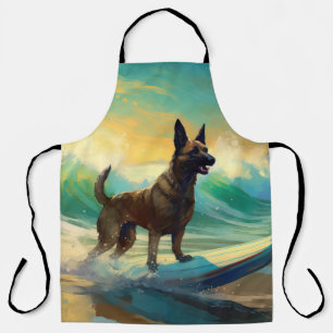 Belgian Malinoi Beach Surfing Painting Apron