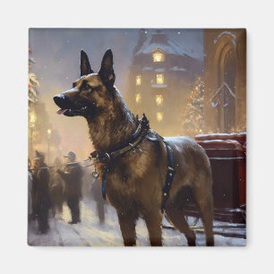 Belgian Malinoi Christmas Festive Season Magnet