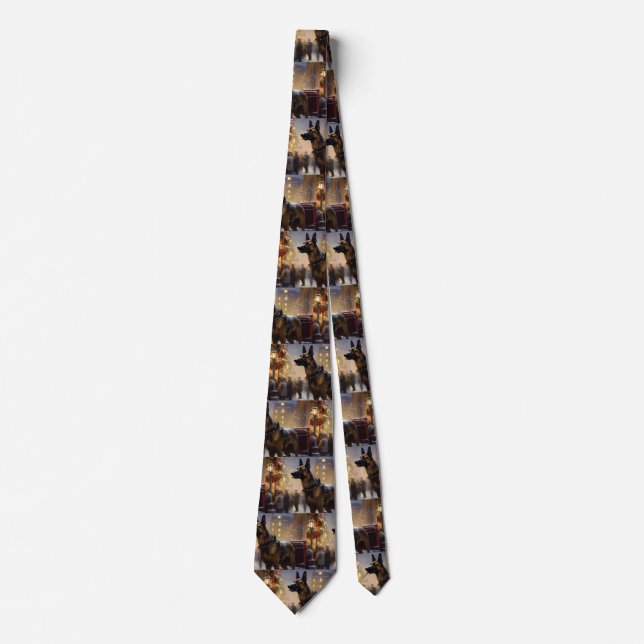 Belgian Malinoi Christmas Festive Season  Tie (Front)