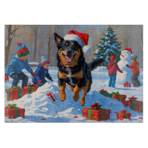 Belgian Malinoi Christmas Festive Snow Scene Cutting Board
