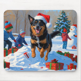 Belgian Malinoi Christmas Festive Snow Scene Mouse Pad