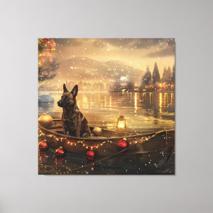 Belgian Malinoi Christmas Festive Voyage Canvas Print