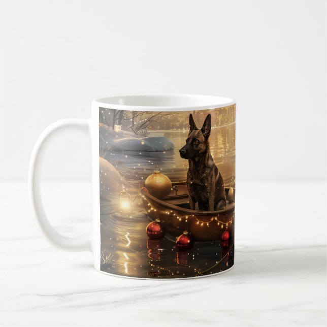 Belgian Malinoi Christmas Festive Voyage Coffee Mug (Left)