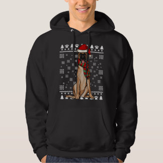 Belgian Malinoi Dog Santa Hat Xmas Ugly Christmas Hoodie