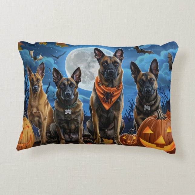 Belgian Malinoi Halloween Spooky Decorative Cushion (Back)