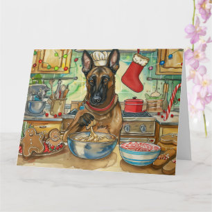 Belgian Malinoi Holiday Baking: Festive Christmas Card