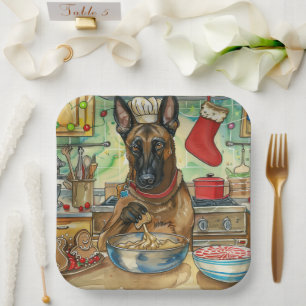 Belgian Malinoi Holiday Baking: Festive Christmas Paper Plate