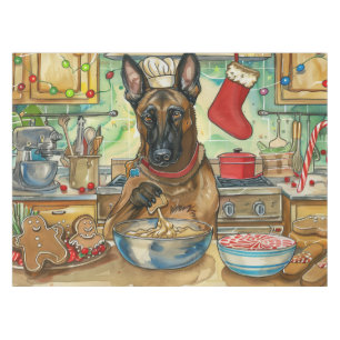 Belgian Malinoi Holiday Baking: Festive Christmas Tablecloth