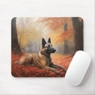 Belgian Malinoi in Autumn Leaves Fall Inspire Mouse Pad