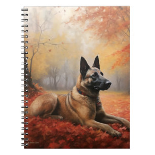 Belgian Malinoi in Autumn Leaves Fall Inspire Notebook