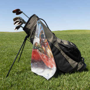 Belgian Malinoi in Sledge Let it Snow Christmas Golf Towel