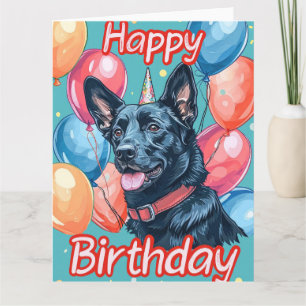 Belgian Malinoi with Balloons Birthday Card