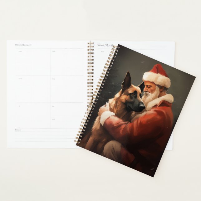 Belgian Malinoi With Santa Claus Festive Christmas Planner (Display)