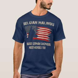 Belgian Malinois American Flag Funny  Dog Gift T-Shirt