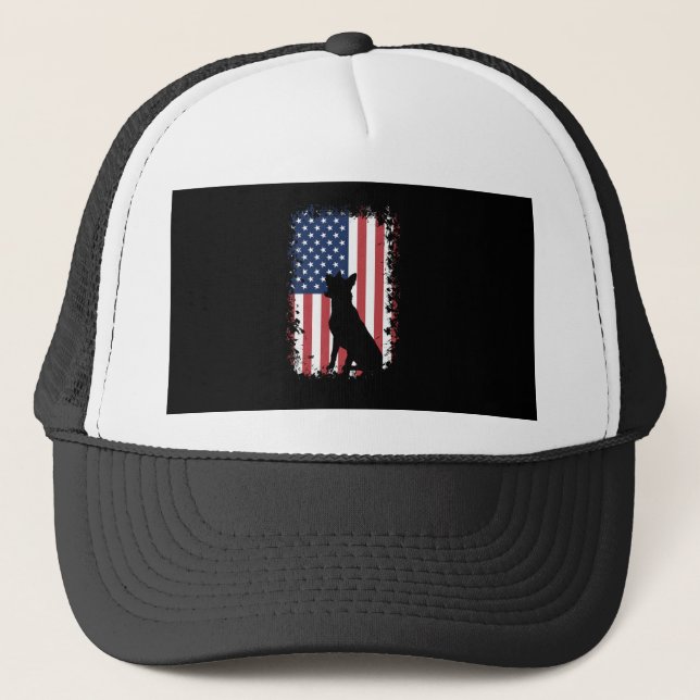 Belgian Malinois American Flag Trucker Hat (Front)