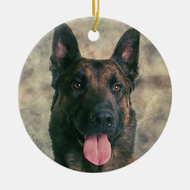 Belgian Malinois - Belgian shepherd -Maligator Ceramic Tree Decoration (Front)