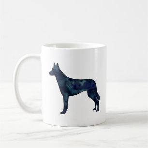 Belgian Malinois Black Watercolor Silhouette Coffee Mug
