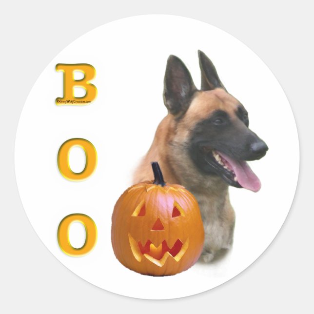 Belgian Malinois Boo Classic Round Sticker (Front)