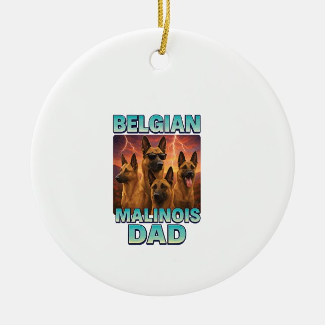 Belgian Malinois Ceramic Tree Decoration (Front)