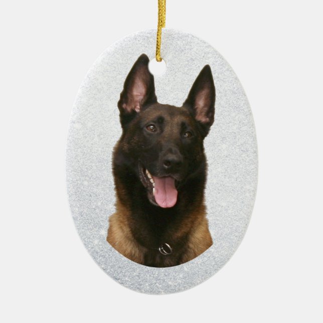 belgian malinois ceramic tree decoration (Front)