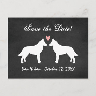 Belgian Malinois Chalkboard Wedding Save the Date Announcement Postcard