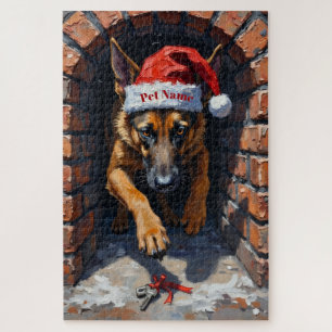 Belgian Malinois Chimney Retrieval Mission Hat Jigsaw Puzzle