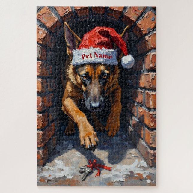 Belgian Malinois Chimney Retrieval Mission Hat Jigsaw Puzzle (Vertical)