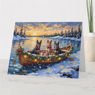 Belgian Malinois Christmas Boat Holiday Card