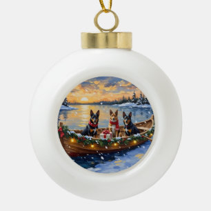 Belgian Malinois Christmas Boat Holiday Ceramic Ball Christmas Ornament
