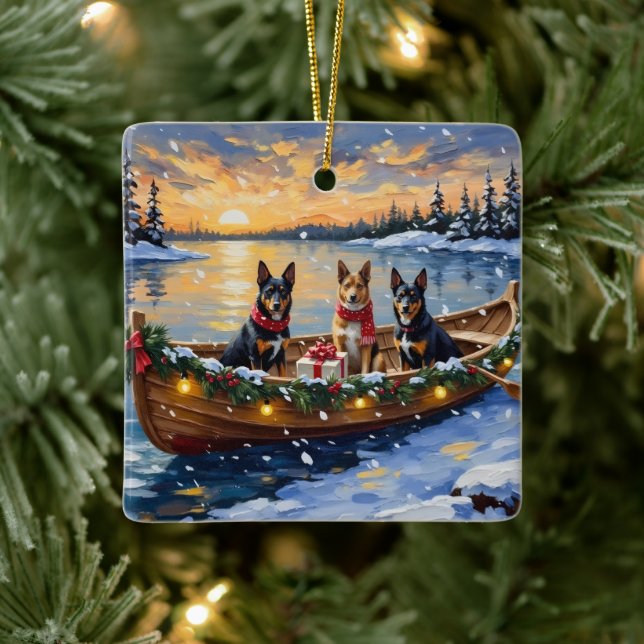 Belgian Malinois Christmas Boat Holiday Ceramic Ornament (Tree)