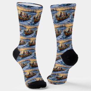 Belgian Malinois Christmas Boat Holiday Socks