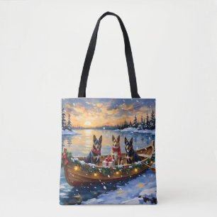Belgian Malinois Christmas Boat Holiday Tote Bag